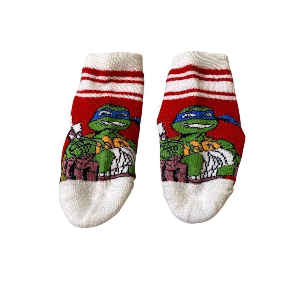TMNTโNinja Turtle Leonardo Baby Toddler Socks Red Nickelodeon 12-24 months